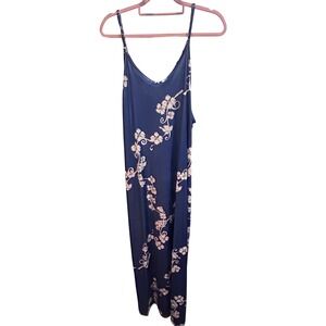 Beyond‎ This Plane Navy Floral Print Maxi Slip Dress Size L
